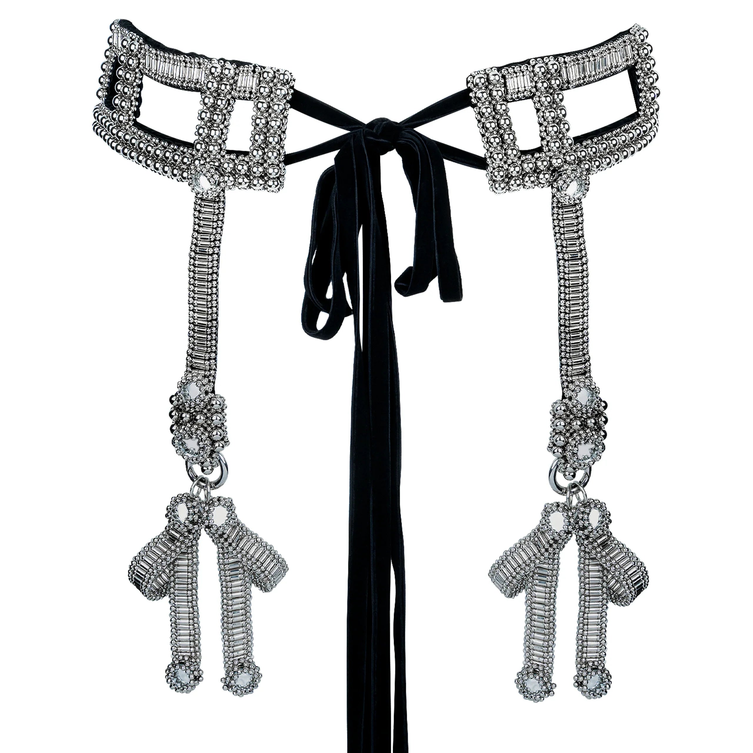 beaded modular ivory belt silver with bow attachment by object and dawn back view