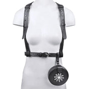 Premium Leather Harness with hard beaded coin bag black from object and dawn ghost images front view