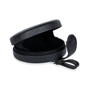 Object & Dawn Zheng Yi Sao leather coin collections in black, ghost image in white background inside view