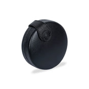Object & Dawn Zheng Yi Sao leather coin collections in black, ghost image in white background diagonal view