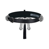 Amaya Garter Band by Object and Dawn. Power is sexy. You'll feel both wearing this one.   Our skilled artisans use an ancient and disappearing technique to construct your piece. Made with high quality metal beads that are coated in polymer to preserve shine and ensure the item is hypoallergenic. The garter band is fully lined by hand in luxurious velvet and has an adjustable elastic strap to comfortably fit to your thigh circumference.