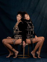 Amaya Garter Band by Object and Dawn. Power is sexy. You'll feel both wearing this one.   Our skilled artisans use an ancient and disappearing technique to construct your piece. Made with high quality metal beads that are coated in polymer to preserve shine and ensure the item is hypoallergenic. The garter band is fully lined by hand in luxurious velvet and has an adjustable elastic strap to comfortably fit to your thigh circumference.