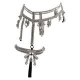 Amaya Garter Band by Object and Dawn. Power is sexy. You'll feel both wearing this one.   Our skilled artisans use an ancient and disappearing technique to construct your piece. Made with high quality metal beads that are coated in polymer to preserve shine and ensure the item is hypoallergenic. The garter band is fully lined by hand in luxurious velvet and has an adjustable elastic strap to comfortably fit to your thigh circumference.