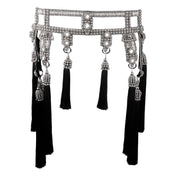 Amaya Modular Garter Belt by Object and Dawn is constructed entirely by hand with high quality metal beads that coated in polymer to preserve shine and ensure the item is hypoallergenic. The belt is detailed with hand cut mirror clusters and fully lined by hand in luxurious velvet for your ultimate comfort.  Ethically made by a team of our skilled in house artisans, with ancient techniques.