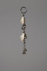Complete Jas Modular Headpiece System:  w/Face Chain & Cowrie Shell Tassels, in Silver